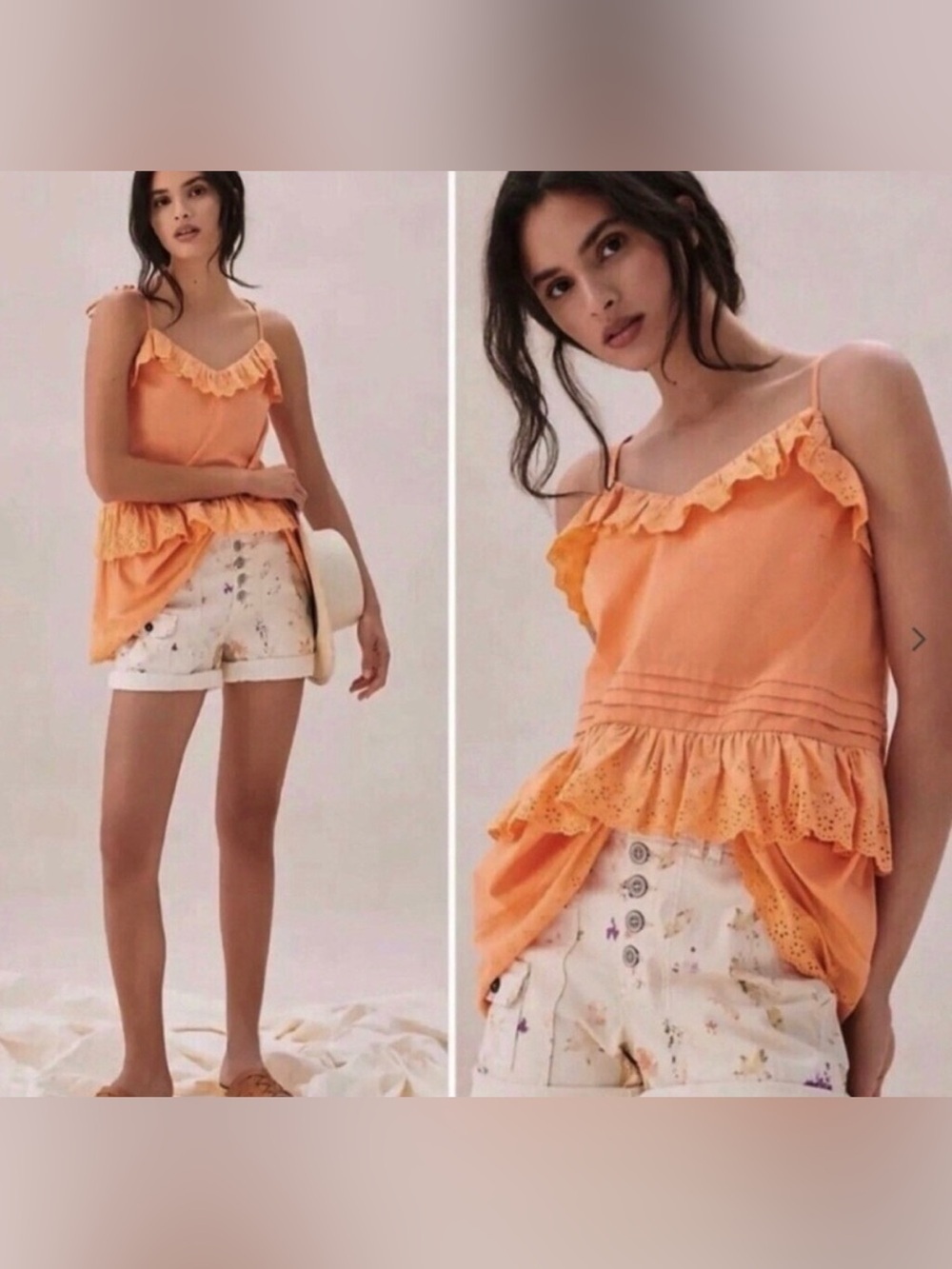 Anthropologie Mare Mare- Bright Orange Adjustable Spaghetti Strap Cami
